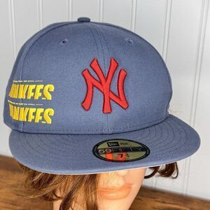 New York Yankees New Era 59FIFTY Blue City Gear 5950 Fitted Hat Cap Size 7 3/4